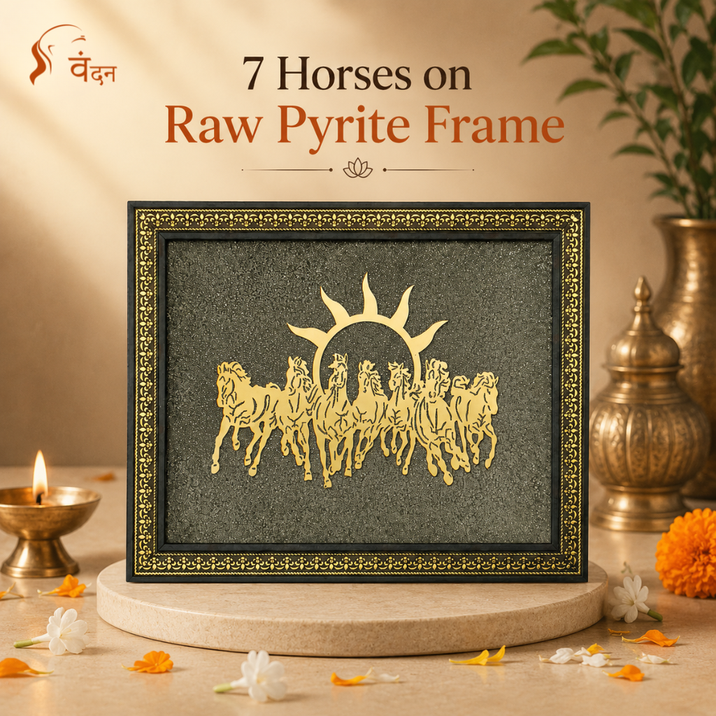 7 Horses on Raw Pyrite Frame