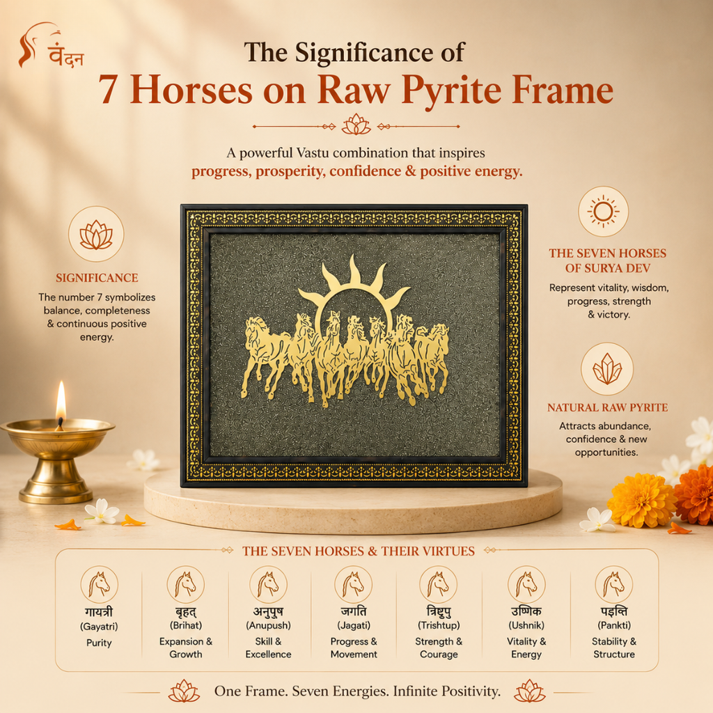 7 Horses on Raw Pyrite Frame