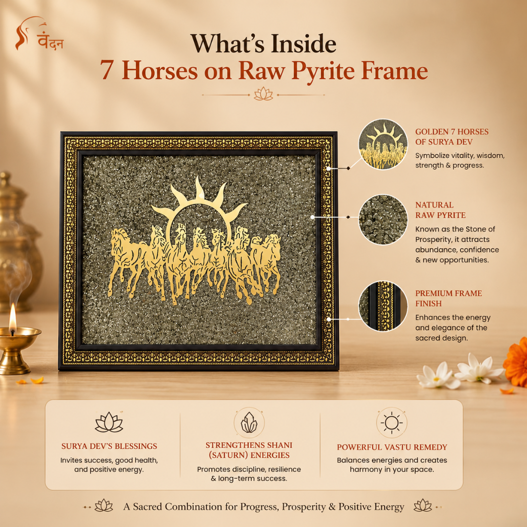 7 Horses on Raw Pyrite Frame